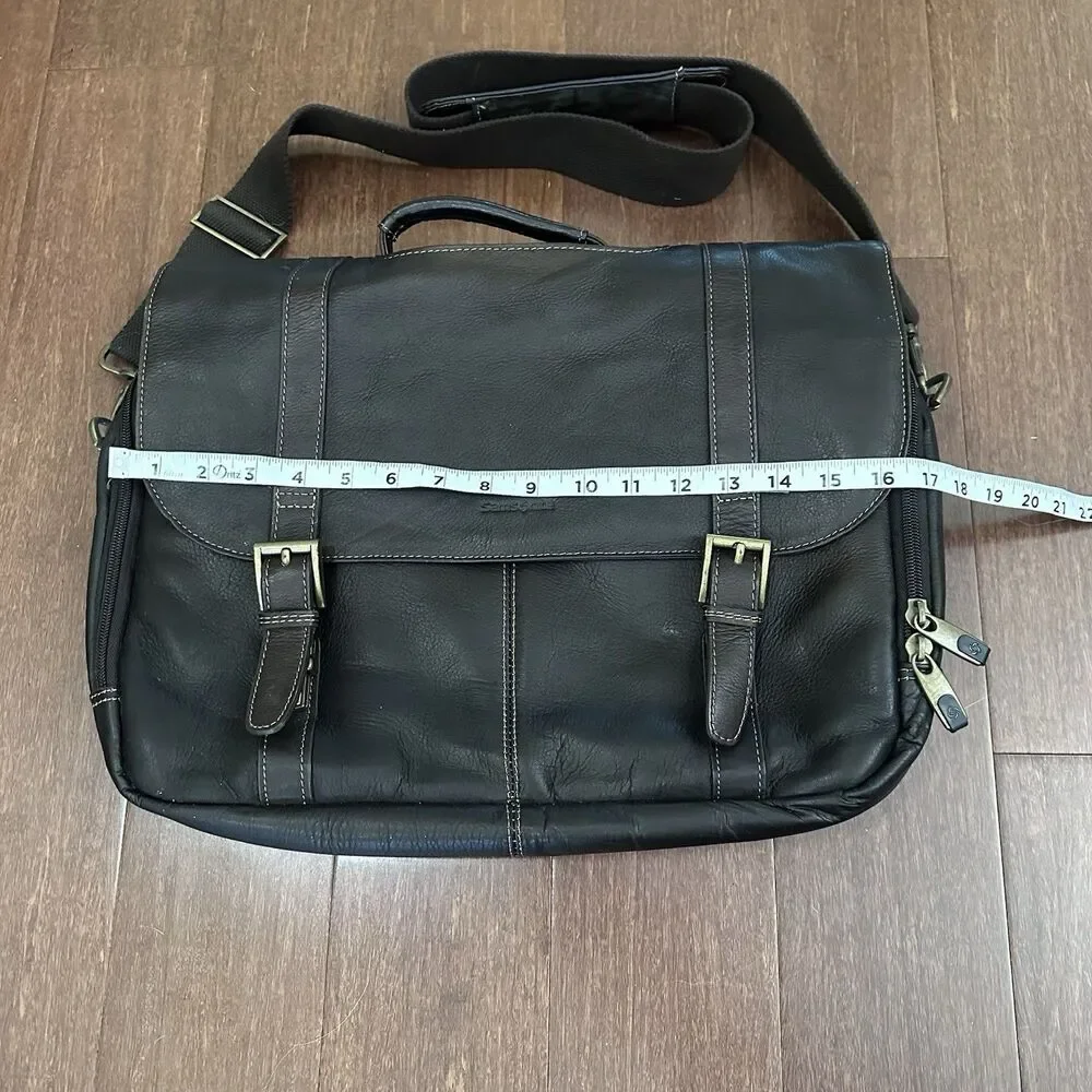Samsonite Colombian Leather Flap-Over Business Messenger Bag Laptop, Brown